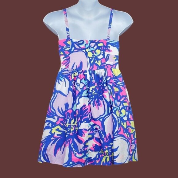 Lilly Pulitzer Womens Purple Catwalkin Tropical Print Christine Dress Size 10 - Picture 4 of 8